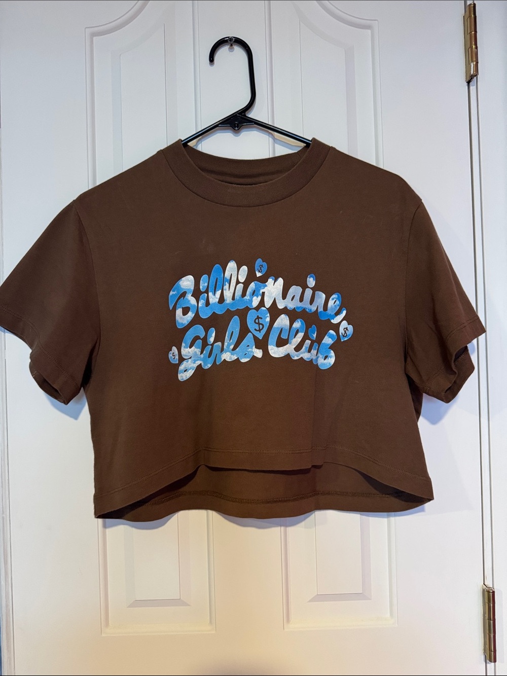 Billionaire Boys Club Brown Cropped Logo Tee with Blue White Print